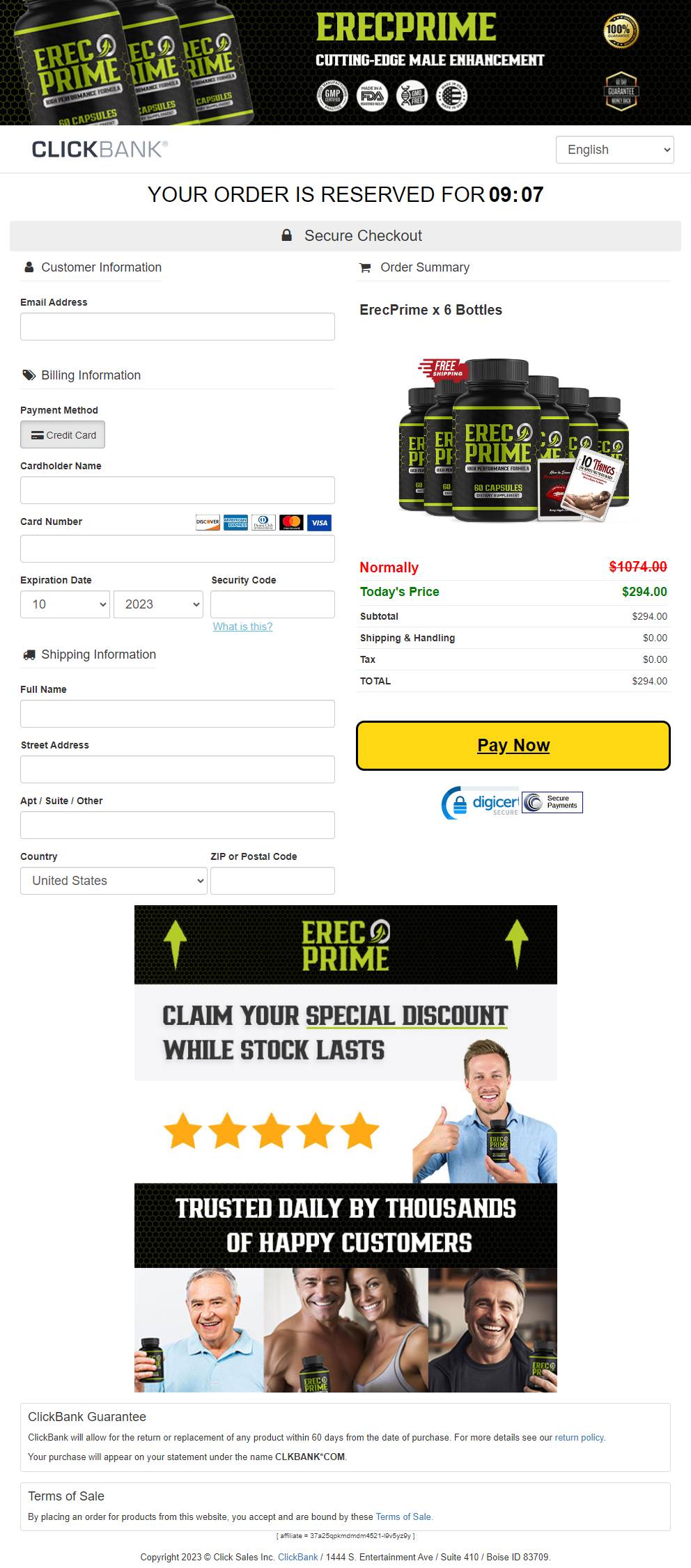 ErecPrime order page